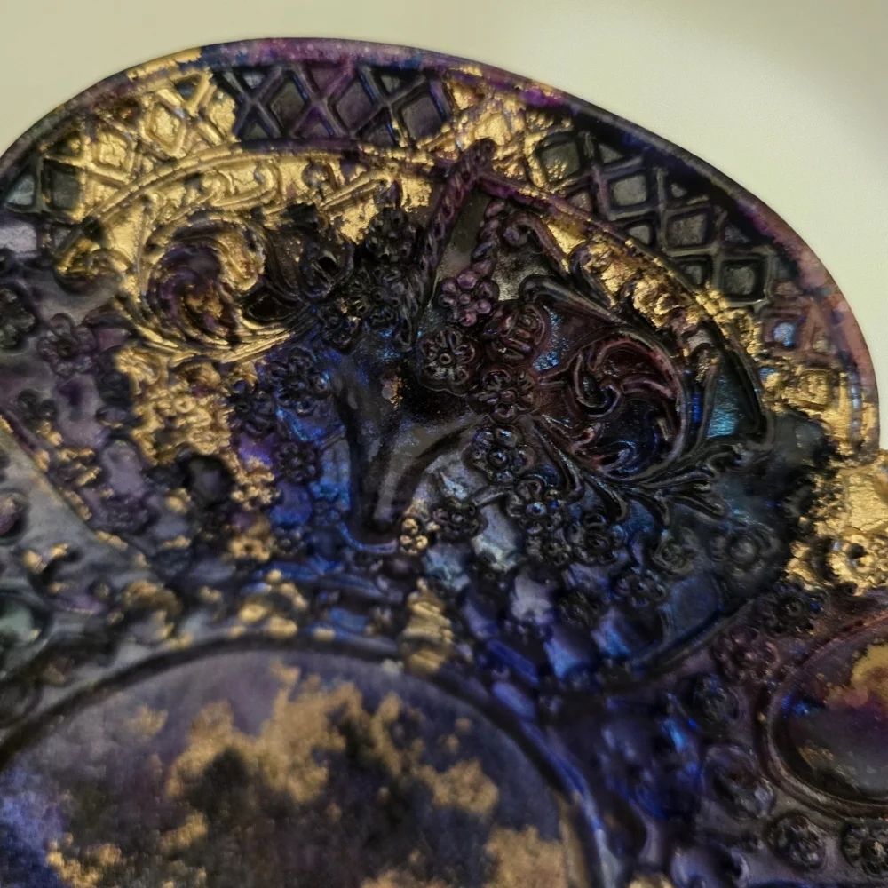 HANDCRAFTED Upcycled Silver Plated Stemmed Dish HANDPAINTED Centerpiece Art